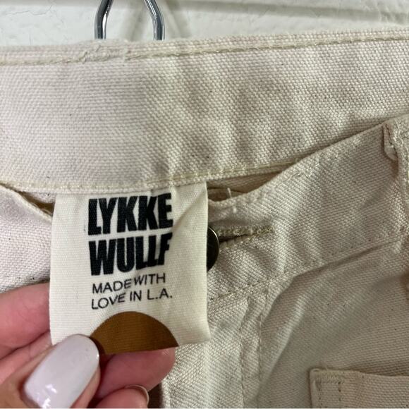 Lykke Wullf Perfected Ranch Pant Cream Canvas Paint Splatter Womens Size 4 - Picture 7 of 10